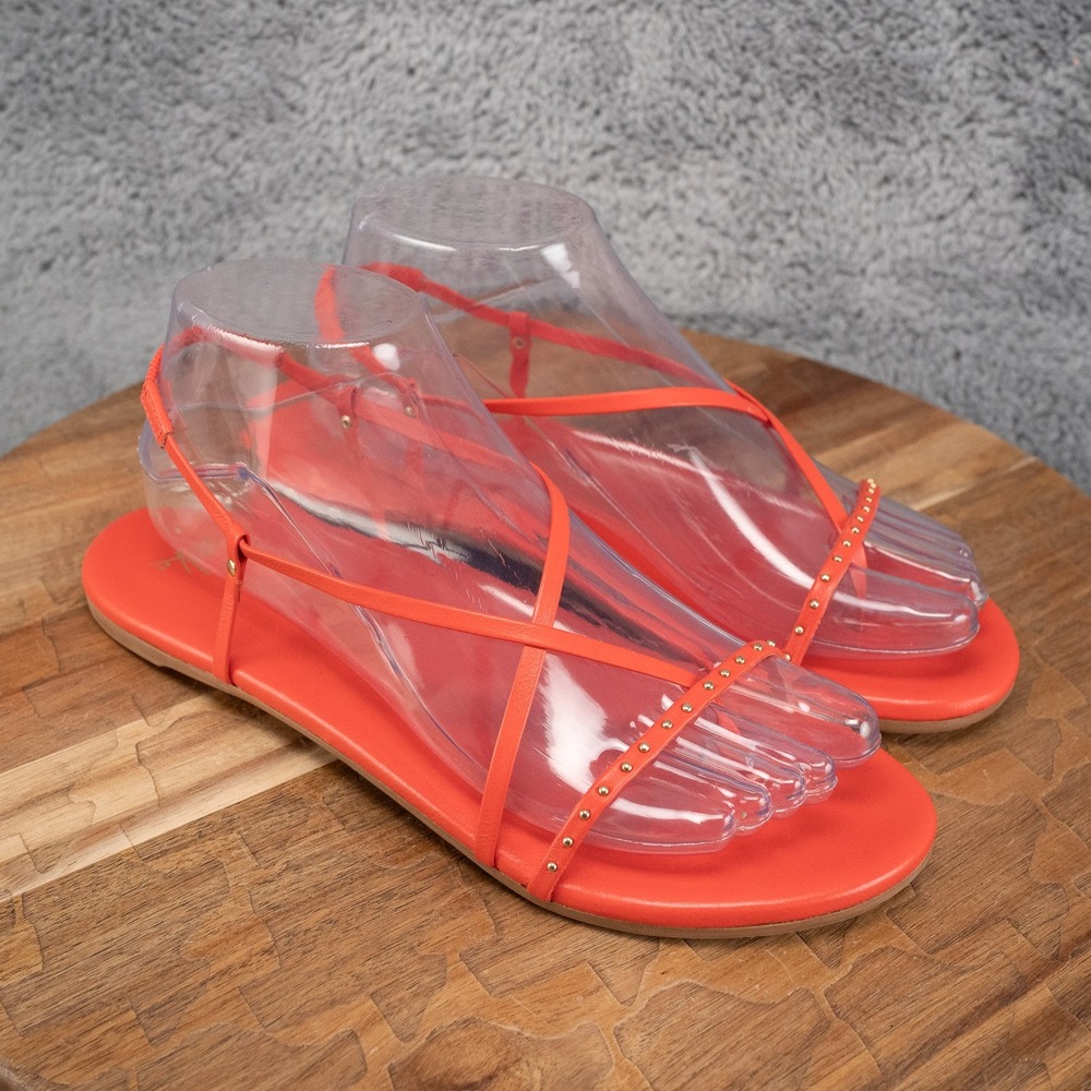 BEEK Bitsybird Leather Sandal in Tomato Red Studded Strappy Women's Size 8